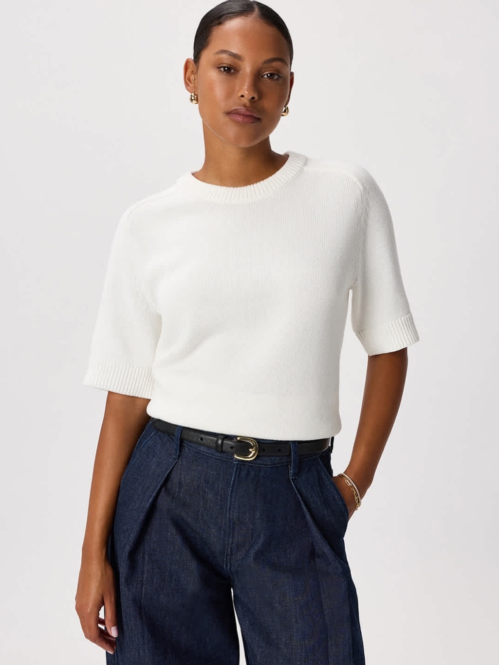 Quince 100% Organic Cotton Sweater Tee Ivory M